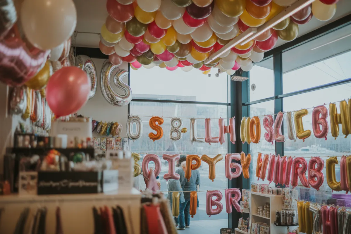 Composition ballons aluminium thème fête