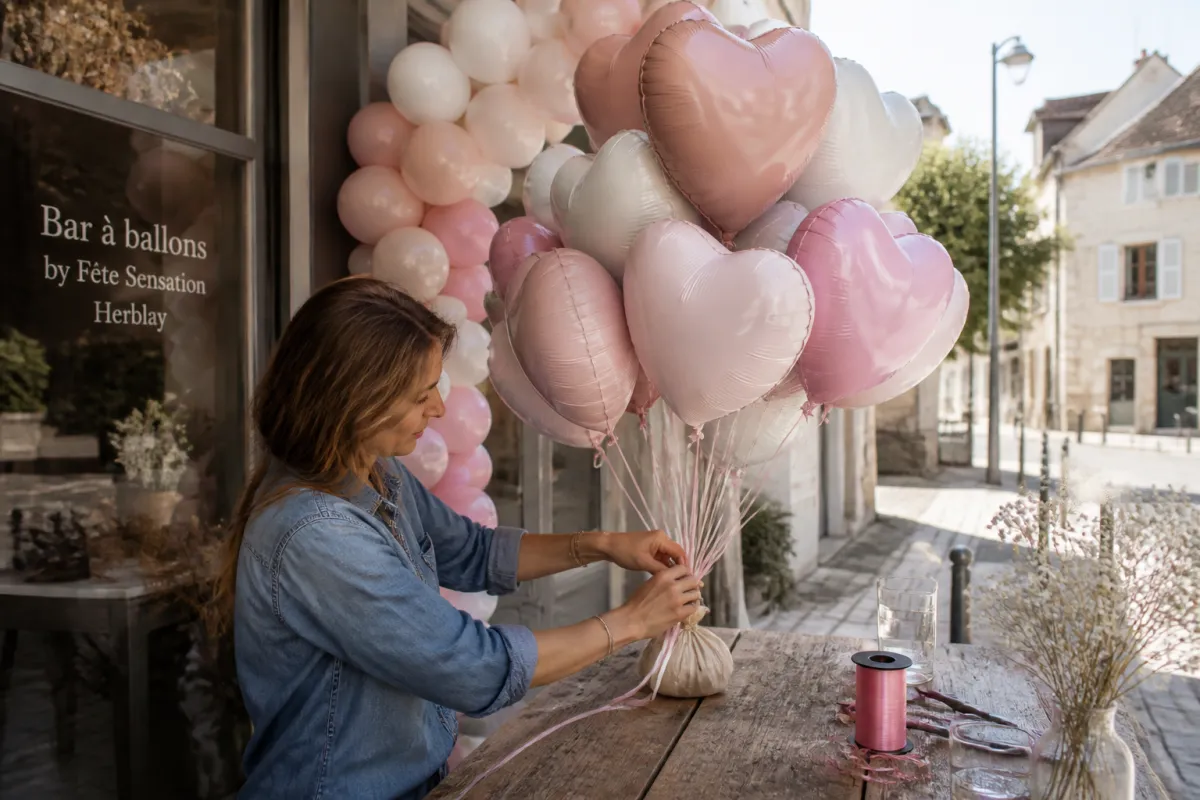 Photo de Bouquet de ballons coeur hélium dans le 95